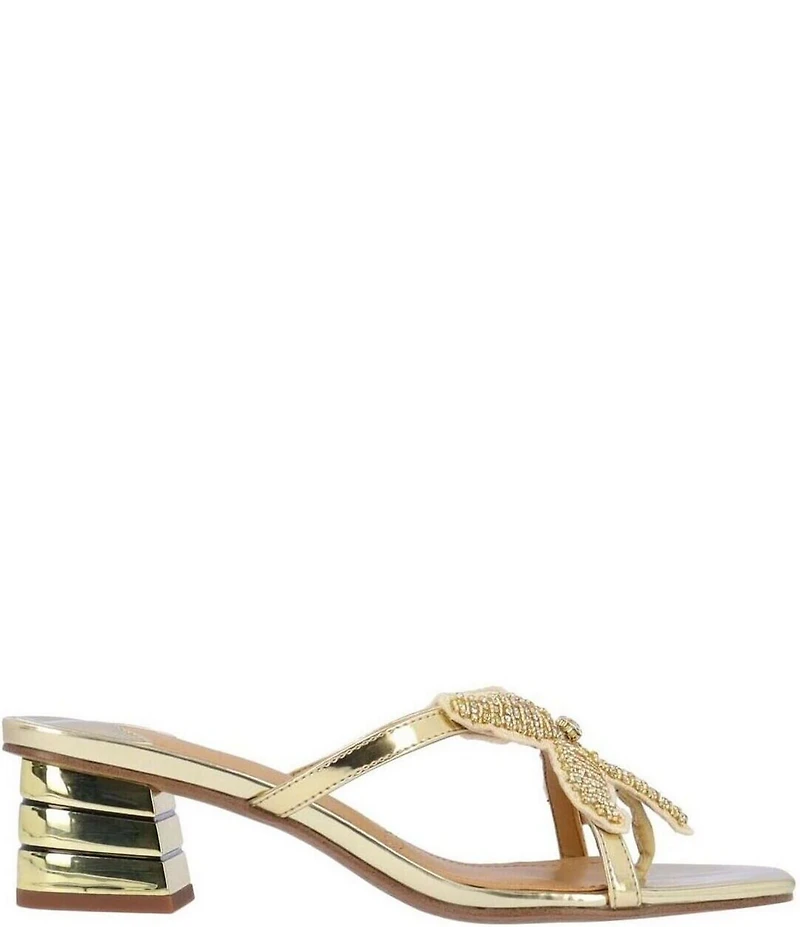 J. Renee Sunstar Metallic Patent Rhinestone Starfish Ornament Sandals