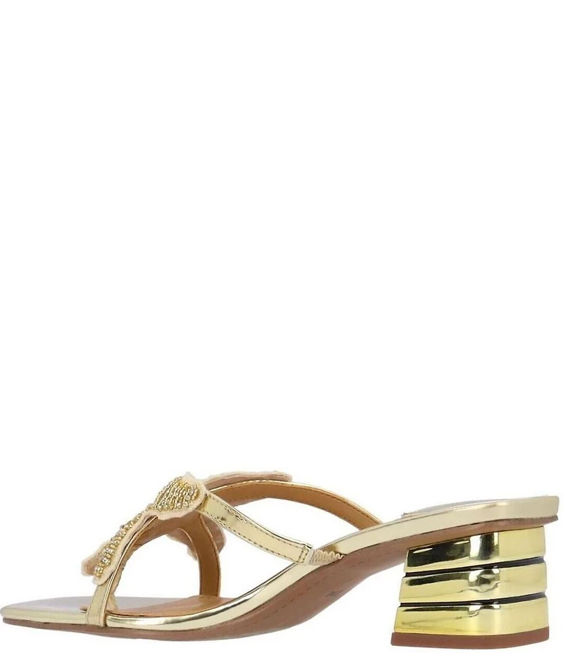 J. Renee Sunstar Metallic Patent Rhinestone Starfish Ornament Sandals