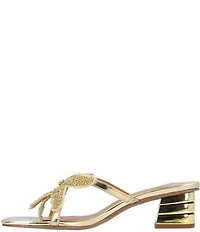 J. Renee Sunstar Metallic Patent Rhinestone Starfish Ornament Sandals