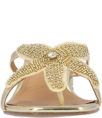 J. Renee Sunstar Metallic Patent Rhinestone Starfish Ornament Sandals