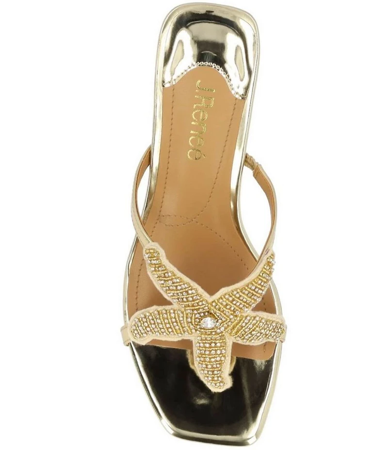 J. Renee Sunstar Metallic Patent Rhinestone Starfish Ornament Sandals