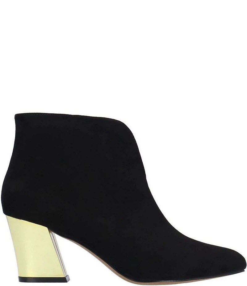 J. Renee Tatum Microsuede Gold Heel Booties