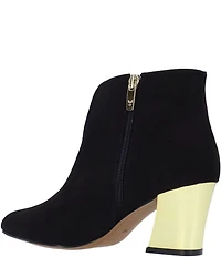 J. Renee Tatum Microsuede Gold Heel Booties