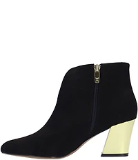 J. Renee Tatum Microsuede Gold Heel Booties