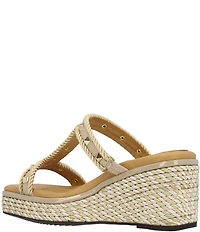 J. Renee Tavelle Rope and Pyramid Stud Platform Wedge Slide Sandals