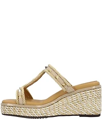 J. Renee Tavelle Rope and Pyramid Stud Platform Wedge Slide Sandals