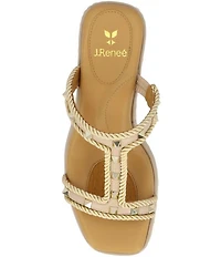 J. Renee Tavelle Rope and Pyramid Stud Platform Wedge Slide Sandals