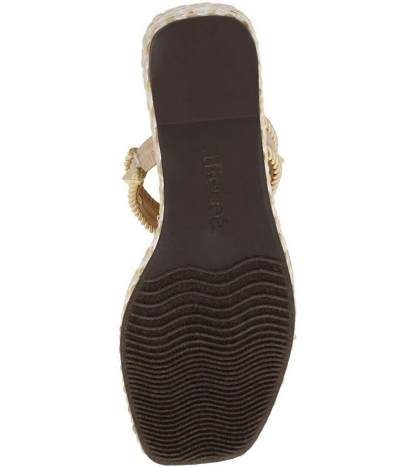 J. Renee Tavelle Rope and Pyramid Stud Platform Wedge Slide Sandals