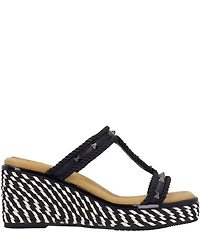 J. Renee Tavelle Rope and Pyramid Stud Platform Wedge Slide Sandals