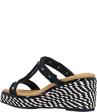 J. Renee Tavelle Rope and Pyramid Stud Platform Wedge Slide Sandals