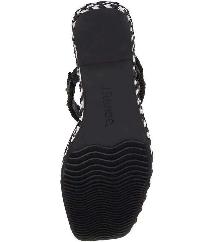 J. Renee Tavelle Rope and Pyramid Stud Platform Wedge Slide Sandals