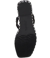 J. Renee Tavelle Rope and Pyramid Stud Platform Wedge Slide Sandals