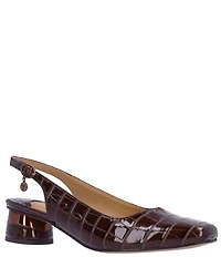 J. Renee Taveta Patent Croco Embossed Slingback Pumps
