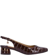 J. Renee Taveta Patent Croco Embossed Slingback Pumps
