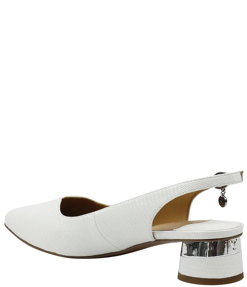 J. Renee Taveta Patent Lizard Embossed Slingback Block Heel Pumps