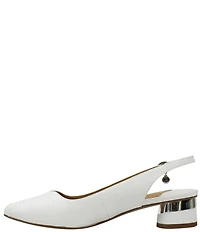 J. Renee Taveta Patent Lizard Embossed Slingback Block Heel Pumps