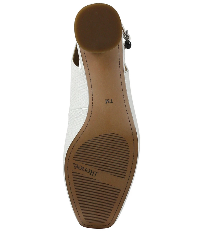 J. Renee Taveta Patent Lizard Embossed Slingback Block Heel Pumps