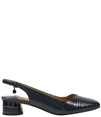 J. Renee Taveta Patent Lizard Embossed Slingback Block Heel Pumps