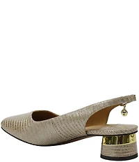 J. Renee Taveta Patent Lizard Embossed Slingback Block Heel Pumps