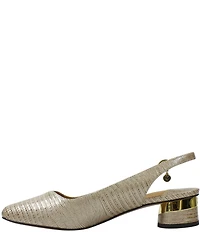 J. Renee Taveta Patent Lizard Embossed Slingback Block Heel Pumps