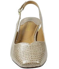 J. Renee Taveta Patent Lizard Embossed Slingback Block Heel Pumps