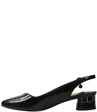 J. Renee Taveta Patent Lizard Embossed Slingback Block Heel Pumps