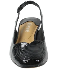 J. Renee Taveta Patent Lizard Embossed Slingback Block Heel Pumps