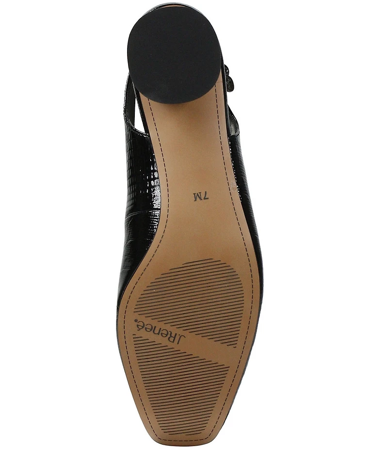 J. Renee Taveta Patent Lizard Embossed Slingback Block Heel Pumps