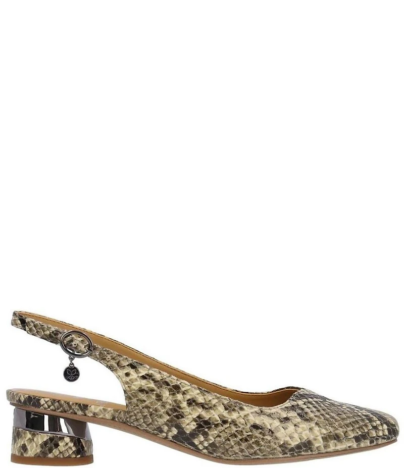 J. Renee Taveta Snake Print Block Heel Slingback Pumps