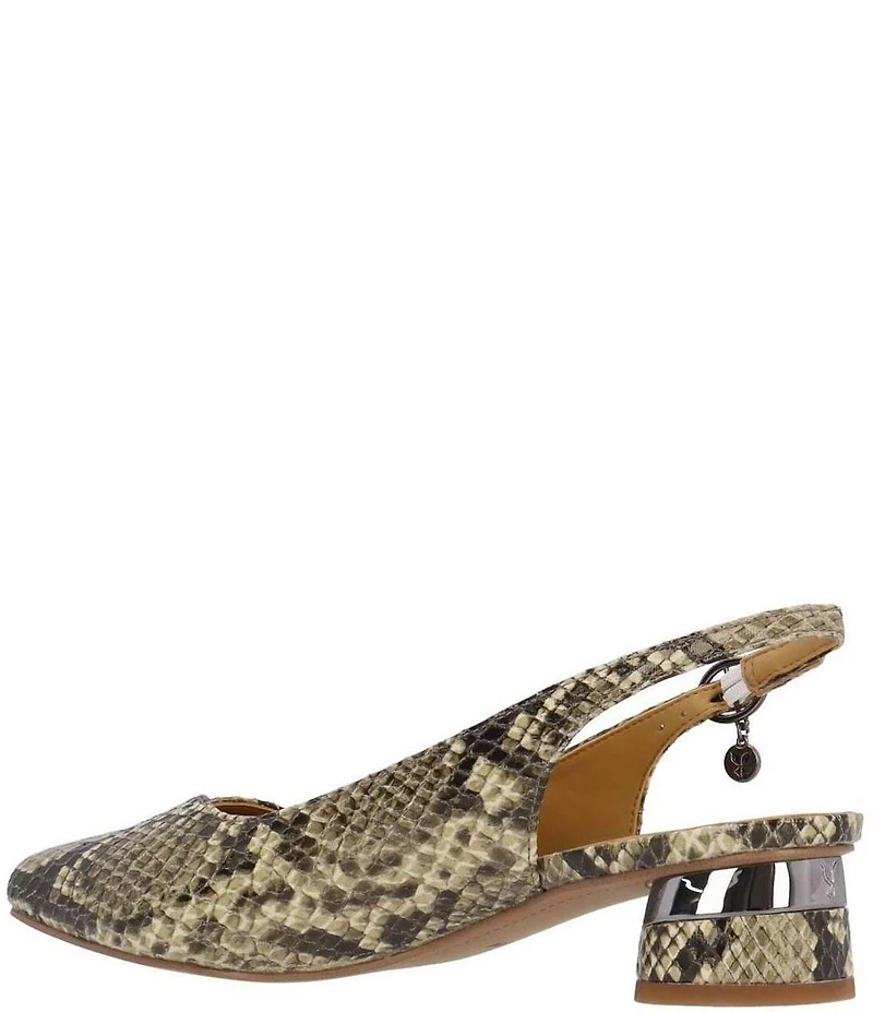 J. Renee Taveta Snake Print Block Heel Slingback Pumps