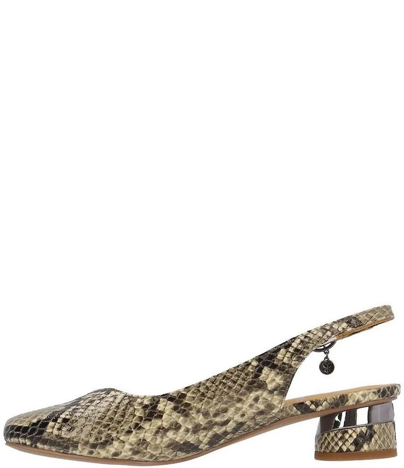 J. Renee Taveta Snake Print Block Heel Slingback Pumps