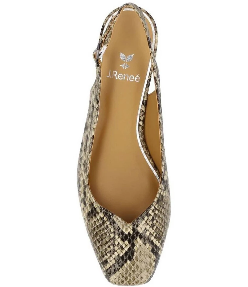 J. Renee Taveta Snake Print Block Heel Slingback Pumps