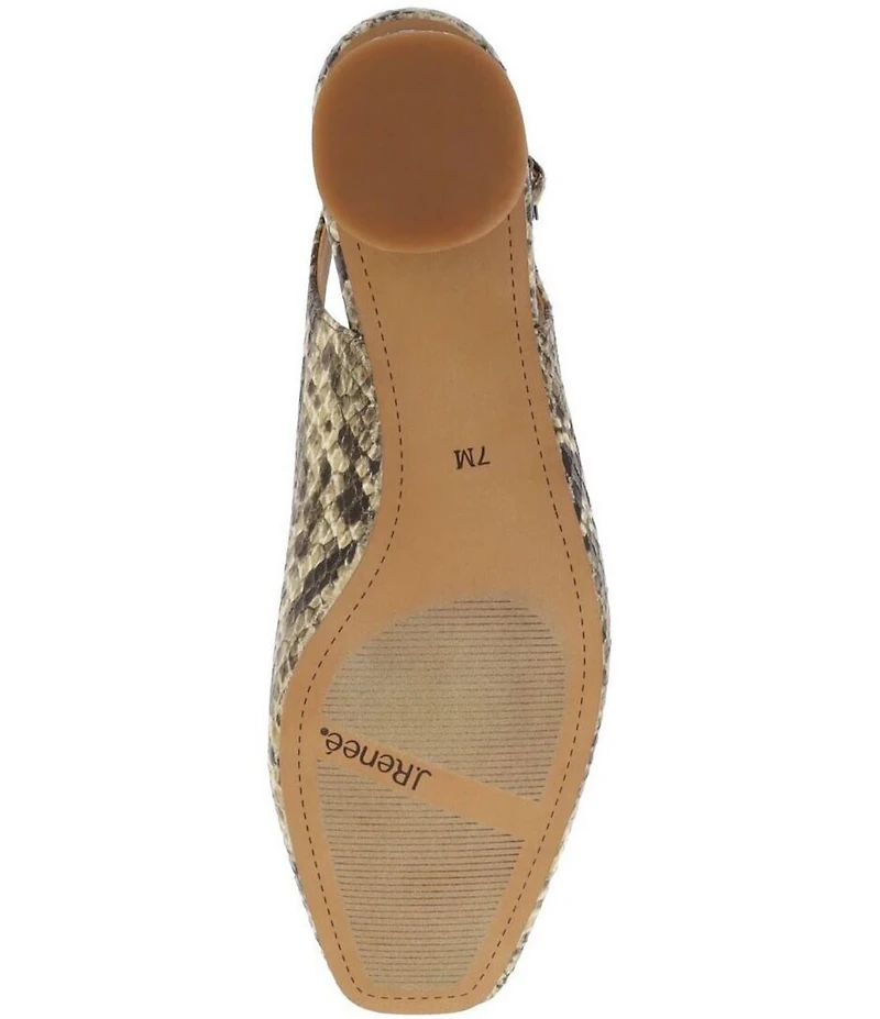 J. Renee Taveta Snake Print Block Heel Slingback Pumps