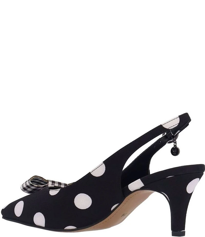 J. Renee Taylin Polka Dot Slingback Pointed Toe Kitten Heel Gingham Bow Pumps