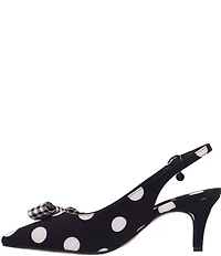 J. Renee Taylin Polka Dot Slingback Pointed Toe Kitten Heel Gingham Bow Pumps