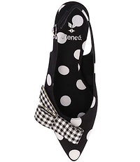 J. Renee Taylin Polka Dot Slingback Pointed Toe Kitten Heel Gingham Bow Pumps