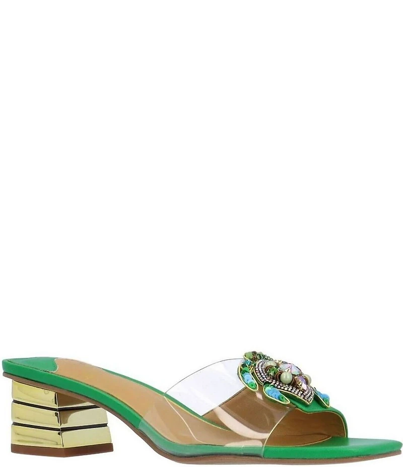 J. Renee Torti Clear Vinyl Turtle Ornament Dress Slide Sandals