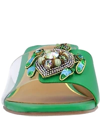 J. Renee Torti Clear Vinyl Turtle Ornament Dress Slide Sandals
