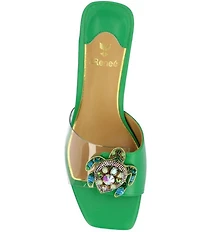 J. Renee Torti Clear Vinyl Turtle Ornament Dress Slide Sandals