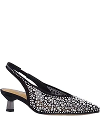 J. Renee Tressa Rhinestone Mesh Slingback Kitten Heel Dress Pumps