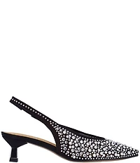 J. Renee Tressa Rhinestone Mesh Slingback Kitten Heel Dress Pumps