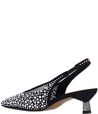 J. Renee Tressa Rhinestone Mesh Slingback Kitten Heel Dress Pumps