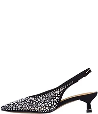 J. Renee Tressa Rhinestone Mesh Slingback Kitten Heel Dress Pumps