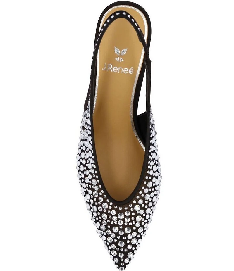 J. Renee Tressa Rhinestone Mesh Slingback Kitten Heel Dress Pumps