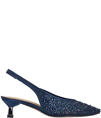 J. Renee Tressa Rhinestone Mesh Slingback Kitten Heel Dress Pumps