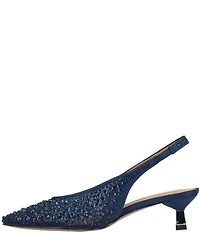 J. Renee Tressa Rhinestone Mesh Slingback Kitten Heel Dress Pumps