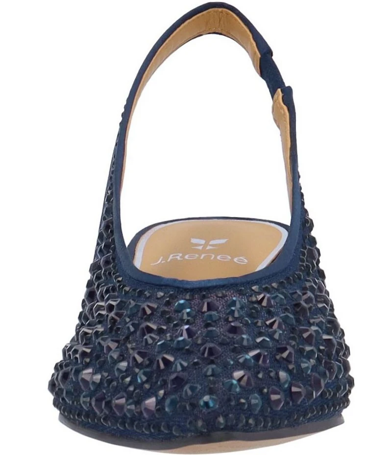 J. Renee Tressa Rhinestone Mesh Slingback Kitten Heel Dress Pumps