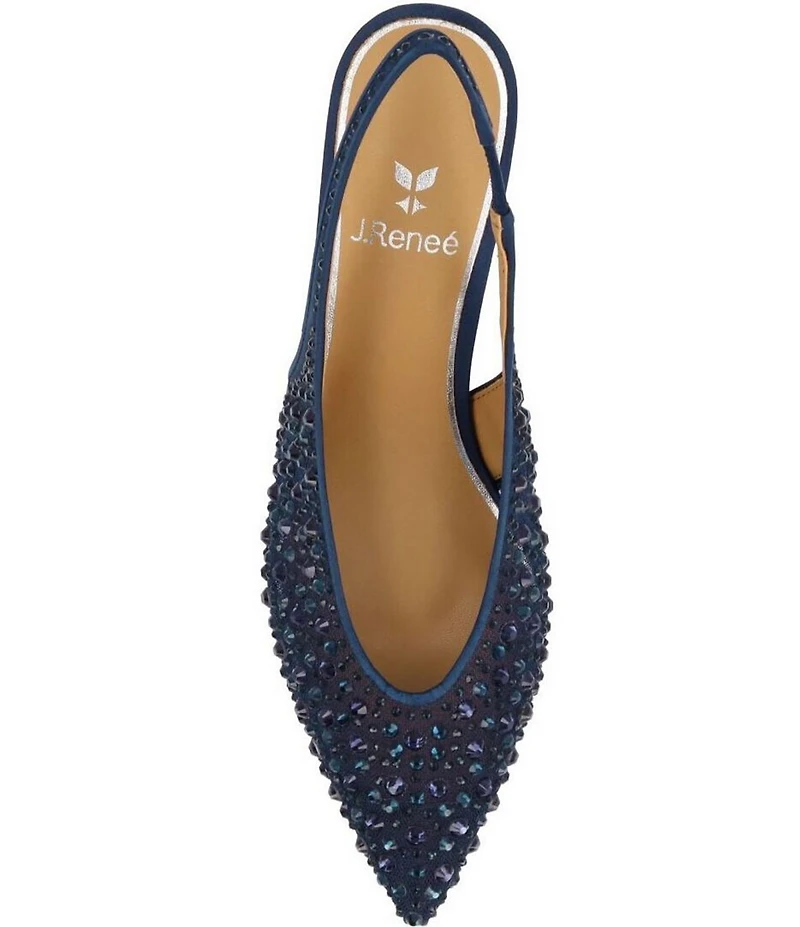 J. Renee Tressa Rhinestone Mesh Slingback Kitten Heel Dress Pumps