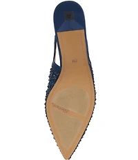 J. Renee Tressa Rhinestone Mesh Slingback Kitten Heel Dress Pumps