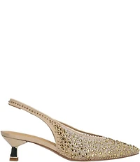 J. Renee Tressa Rhinestone Mesh Slingback Kitten Heel Dress Pumps